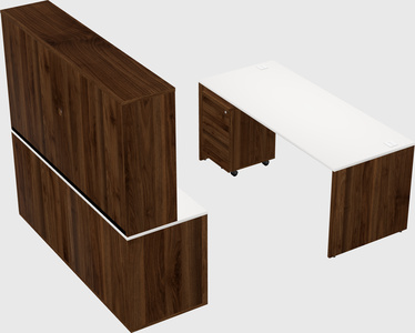 Parallel desk with credenza
