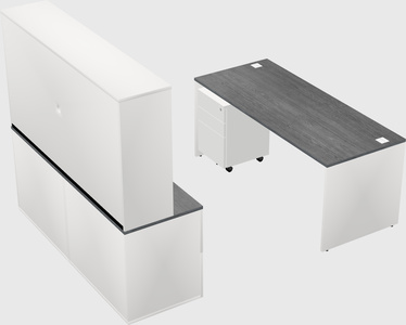Parallel desk with credenza