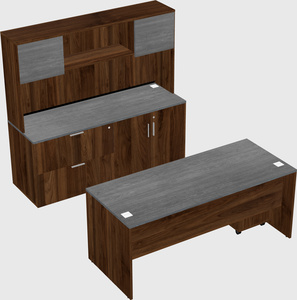 Parallel desk with credenza