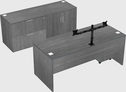 Parallel desk with credenza