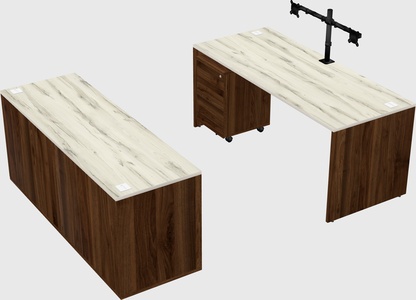 Parallel desk with credenza