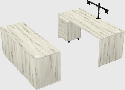 Parallel desk with credenza