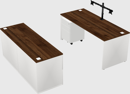 Parallel desk with credenza