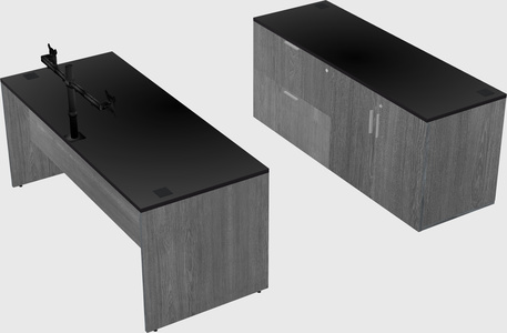 Parallel desk with credenza