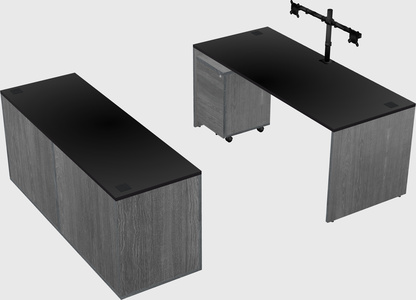Parallel desk with credenza