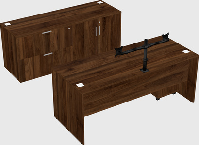Parallel desk with credenza