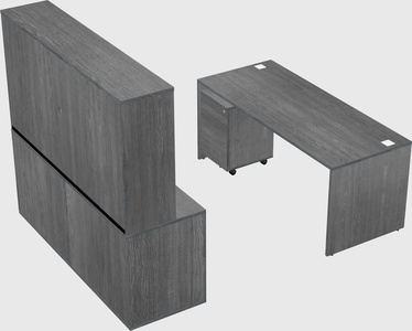 Parallel desk with credenza