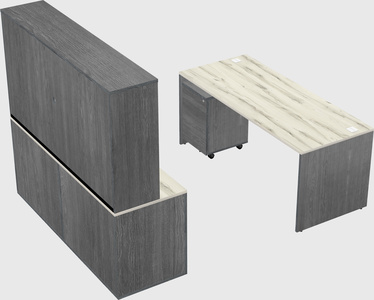 Parallel desk with credenza