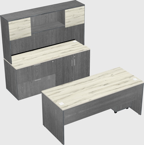 Parallel desk with credenza