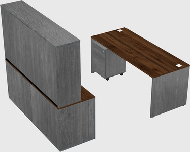 Parallel desk with credenza