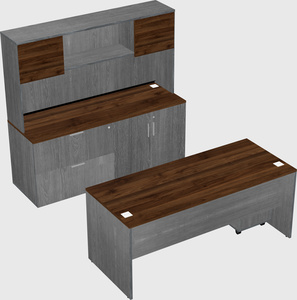 Parallel desk with credenza