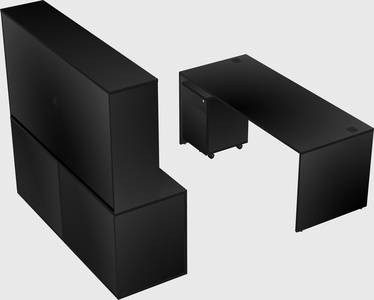 Bureau parallèle avec crédence