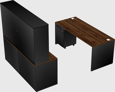 Parallel desk with credenza