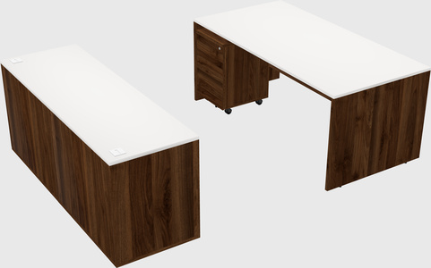 Bureau parallèle avec crédence