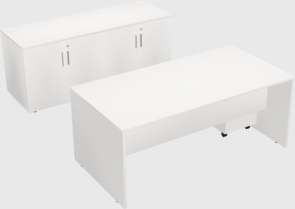 Parallel desk with credenza