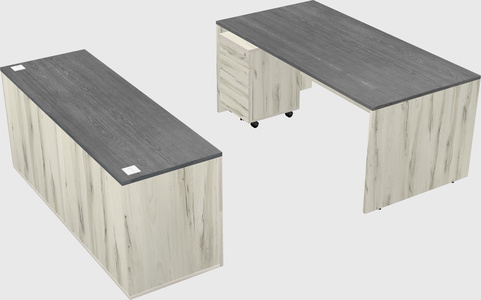 Parallel desk with credenza