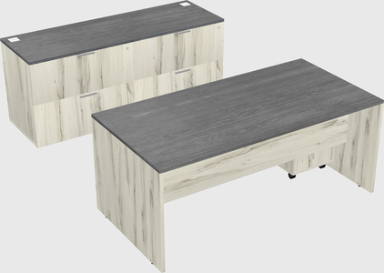Parallel desk with credenza