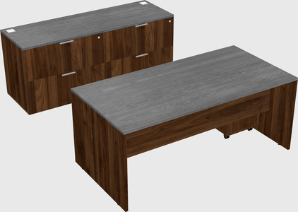 Parallel desk with credenza