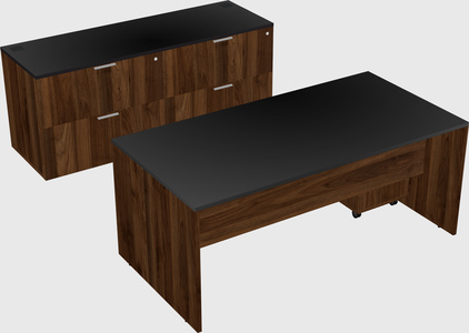 Parallel desk with credenza