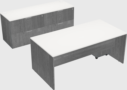Bureau parallèle avec crédence