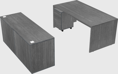 Parallel desk with credenza