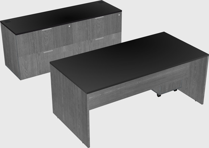 Bureau parallèle avec crédence