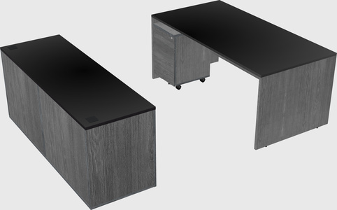 Parallel desk with credenza