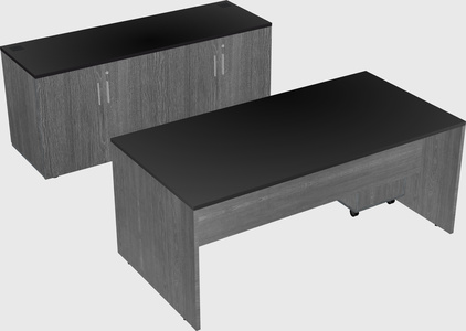 Parallel desk with credenza