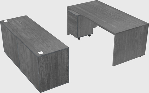 Parallel desk with credenza