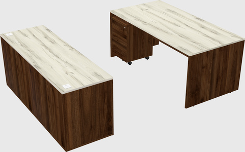 Bureau parallèle avec crédence