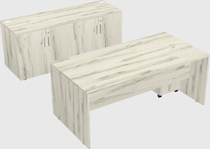Parallel desk with credenza