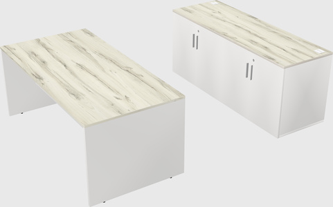 Parallel desk with credenza