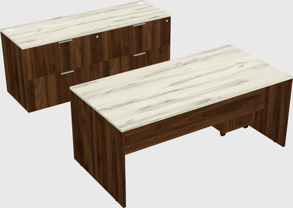 Parallel desk with credenza