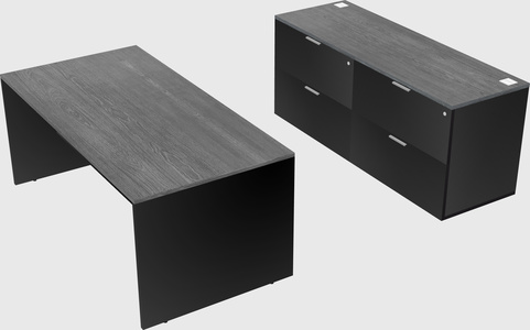 Bureau parallèle avec crédence