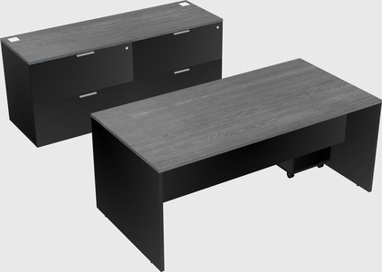 Bureau parallèle avec crédence
