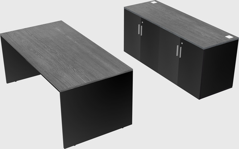 Parallel desk with credenza