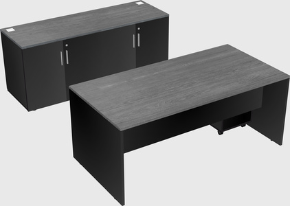 Parallel desk with credenza