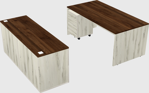 Parallel desk with credenza