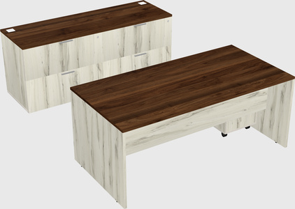 Parallel desk with credenza