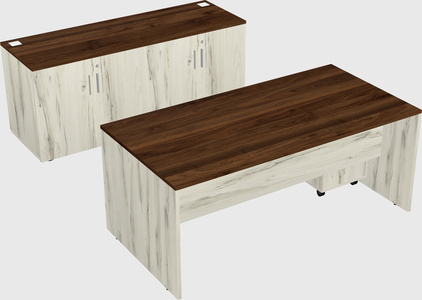 Parallel desk with credenza