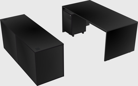 Parallel desk with credenza