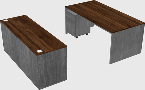 Parallel desk with credenza