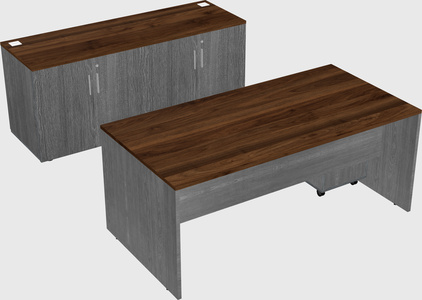 Parallel desk with credenza