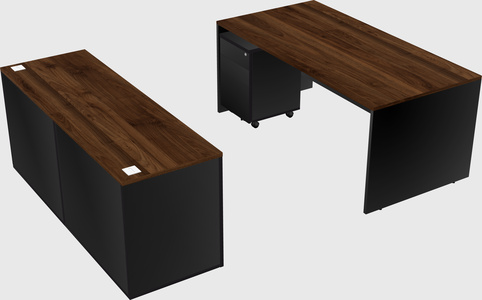 Parallel desk with credenza