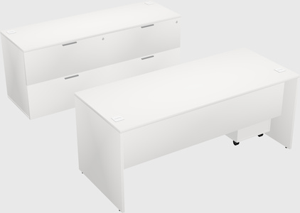 Bureau parallèle avec crédence