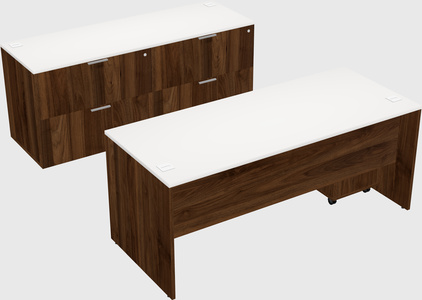 Parallel desk with credenza