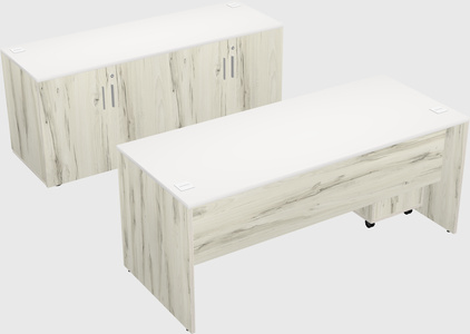 Parallel desk with credenza