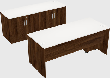 Parallel desk with credenza