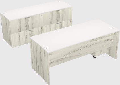 Parallel desk with credenza