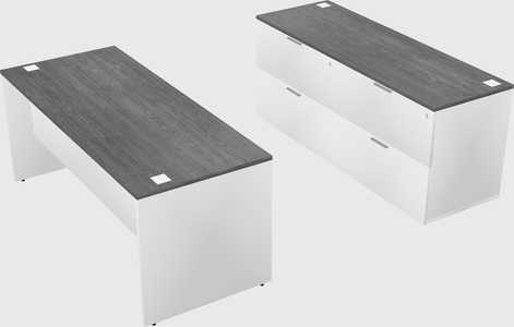 Parallel desk with credenza